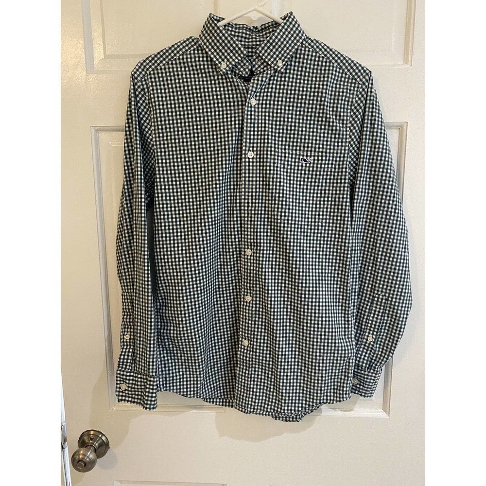 Vineyard Vines Small Classic Fit Tucker Shirt With Pocket Green And White